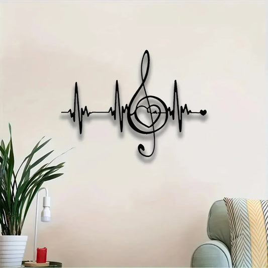 Metall Wandbild mit Noten und Wellenmuster – Deko für Hochzeit & Valentinstag