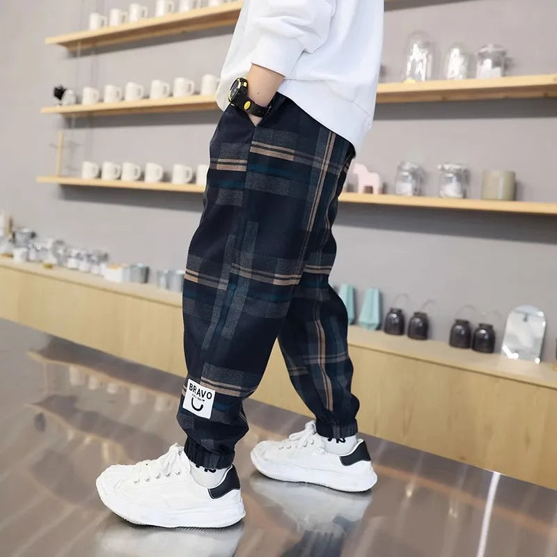 2025 Jungen Baumwoll Karo Hose für Frühling & Herbst