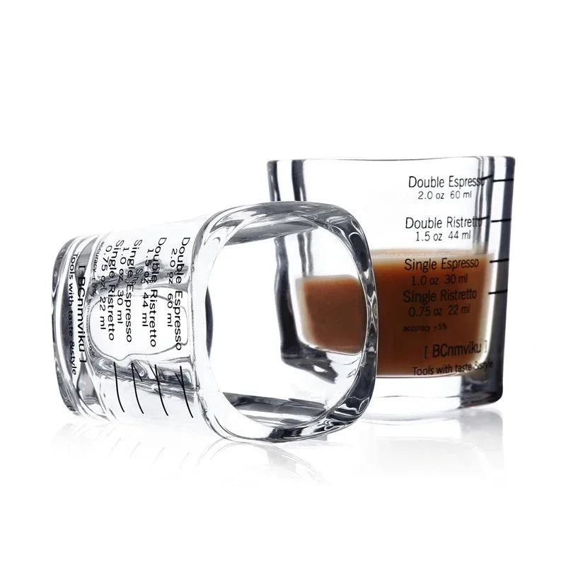 60ml Quadratisches Schnapsglas – Doppel-Skala Espresso & Backmessbecher