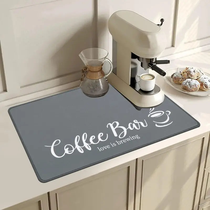 Kaffeetassen-Trockenmatte – Rutschfeste, absorbierende Diatom-Matte für Küche, Arbeitsplatte und Kaffeebar