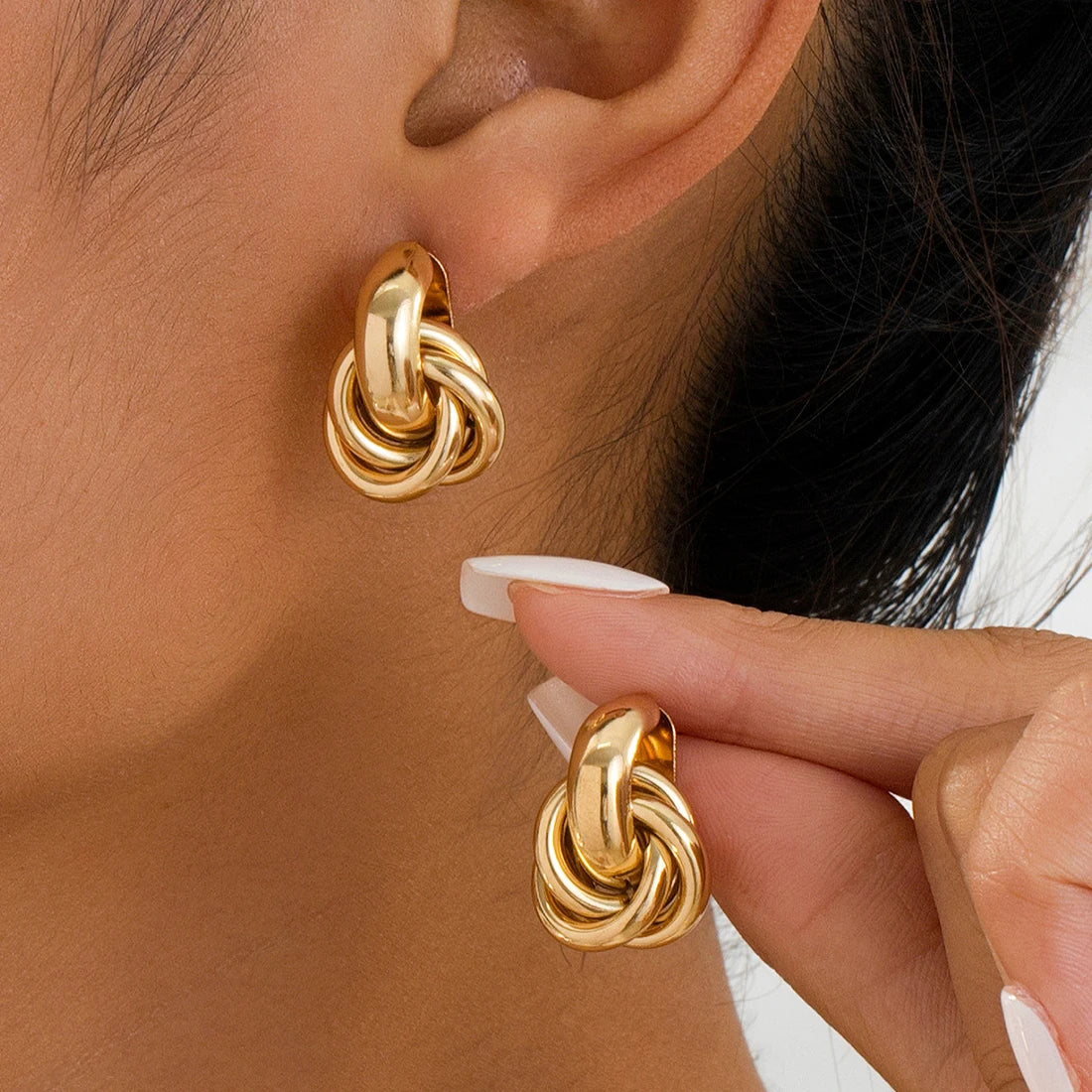 Stainless Steel Chunky Creolen – Goldene Doppelringe