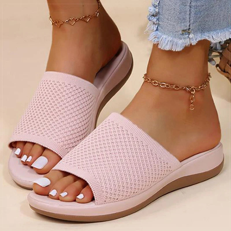 Elegante Damen Sandalen mit niedrigem Absatz – Sommer Slip-On Schuhe