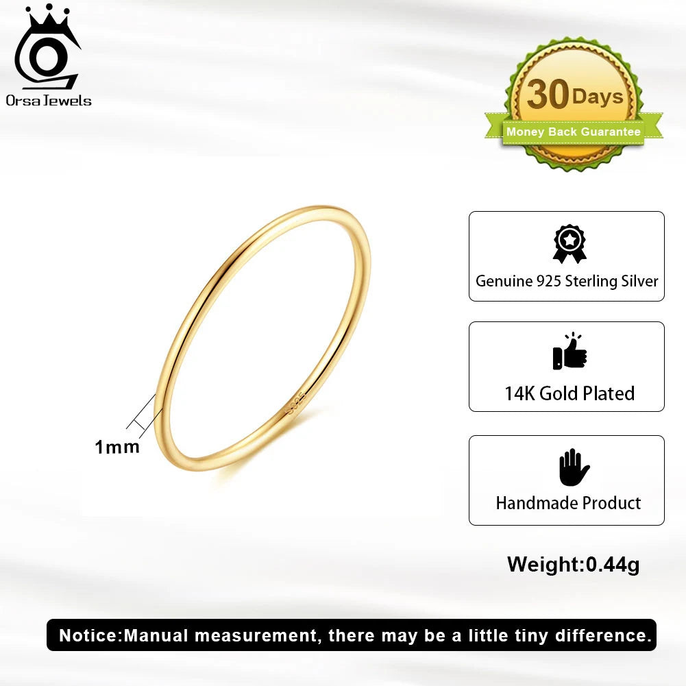 ORSA JEWELS 925 Silver Minimalist Stacking Rings for Women