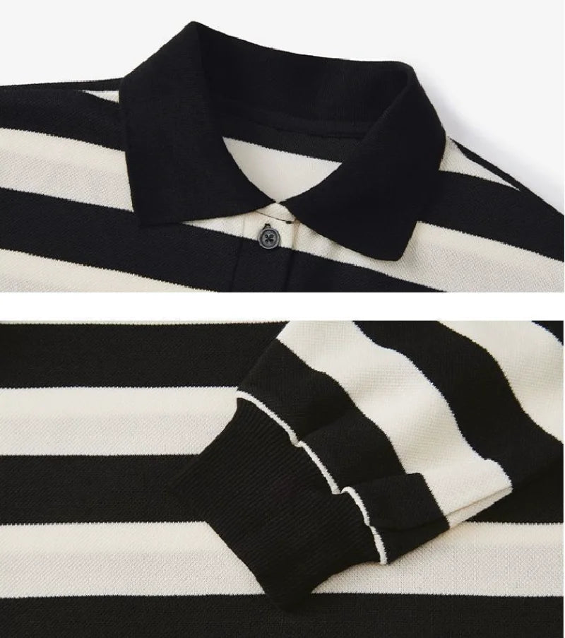 Gestreiftes Poloshirt-Kleid für Mädchen – Langarm-Casual-Mode für Herbst/Frühling (1-10 Jahre)