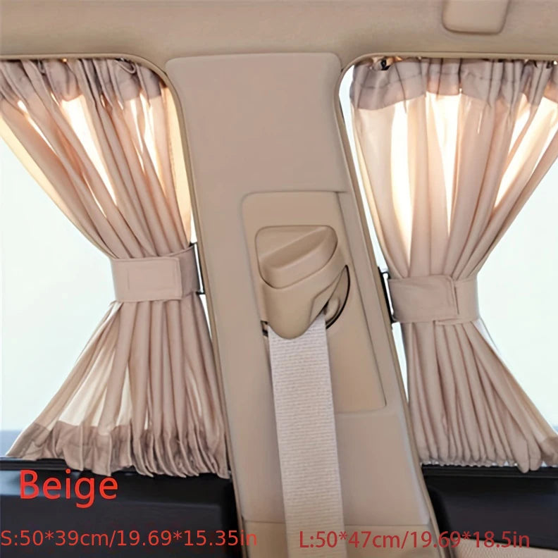 2er-Set universelle Auto-Sonnenschutzvorhänge, faltbarer UV-Schutz, schwarze Stoff-Seitenfenster-Jalousien