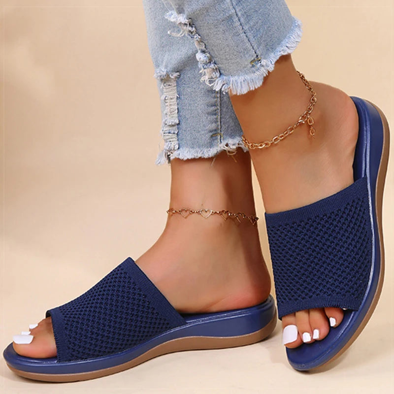 Elegante Damen Sandalen mit niedrigem Absatz – Sommer Slip-On Schuhe