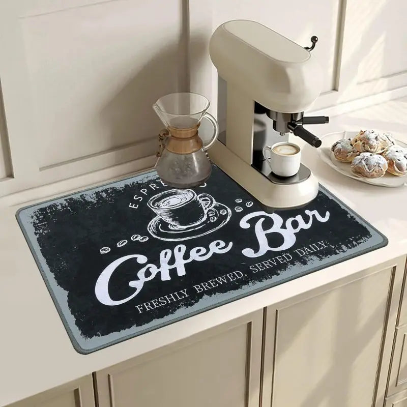 Kaffeetassen-Trockenmatte – Rutschfeste, absorbierende Diatom-Matte für Küche, Arbeitsplatte und Kaffeebar