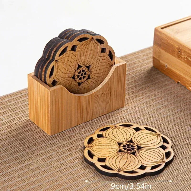 Kreative Lotus-Holzuntersetzer – Runde Bechermatten für Tee, Kaffee & Wohnaccessoires