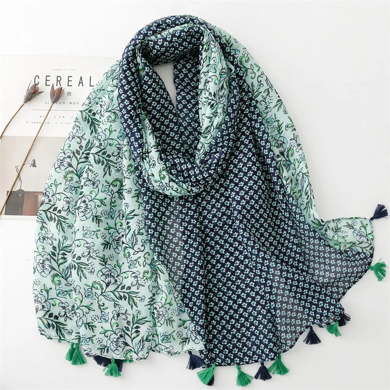 Aztec Paisley Schal mit Fransen – 180x90 cm