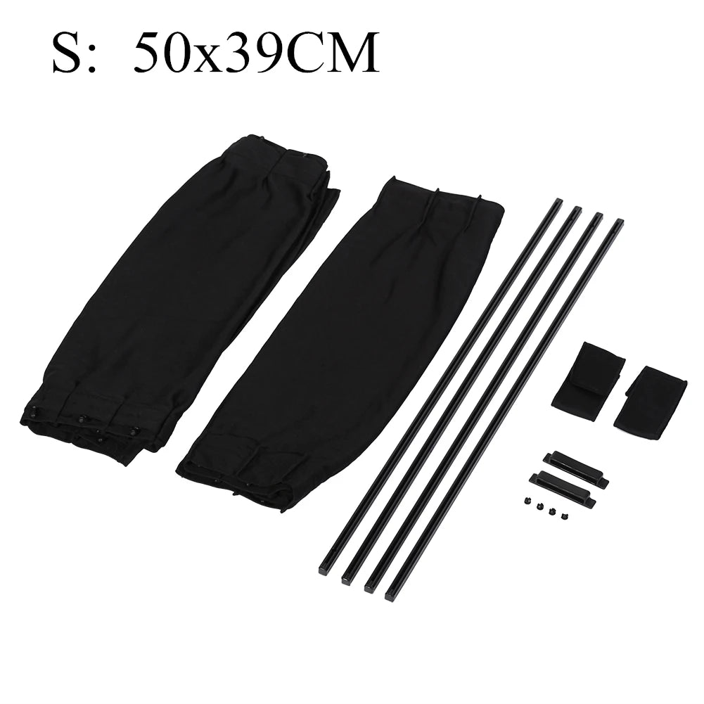 2er-Set universelle Auto-Sonnenschutzvorhänge, faltbarer UV-Schutz, schwarze Stoff-Seitenfenster-Jalousien