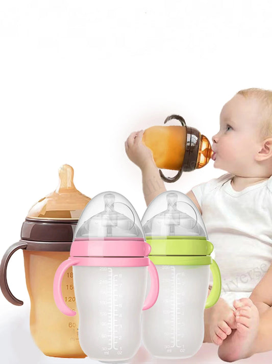 150ml/240ml Nano-Silikon-Babyflasche – Brustähnlich, Weich, Farboptionen