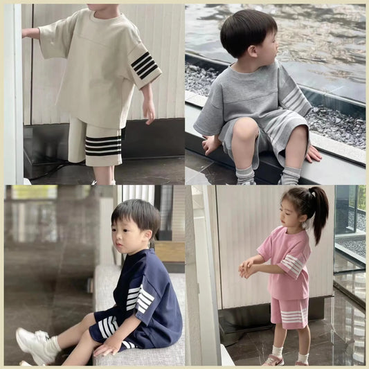 Koreanischer Stil Jungen Tracksuit – Lockere Sommer 2-teilige Kinderbekleidung