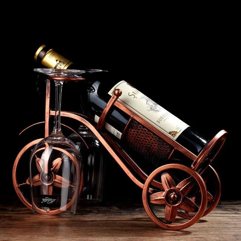 Kreativer Kutschen-Fahrrad Weinregal – Retro Flaschen- und Glashalter
