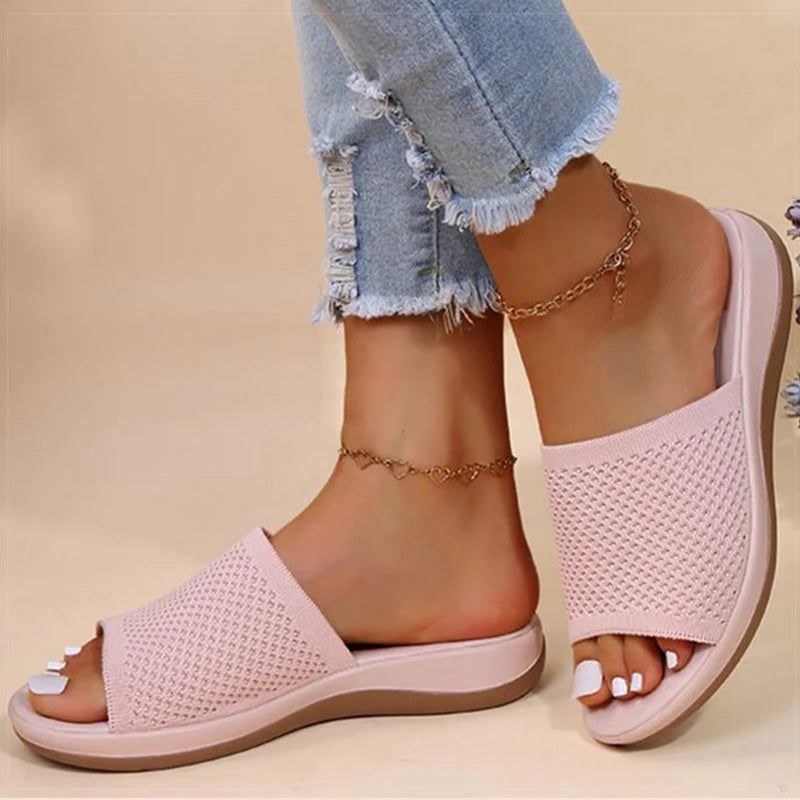 Elegante Damen Sandalen mit niedrigem Absatz – Sommer Slip-On Schuhe