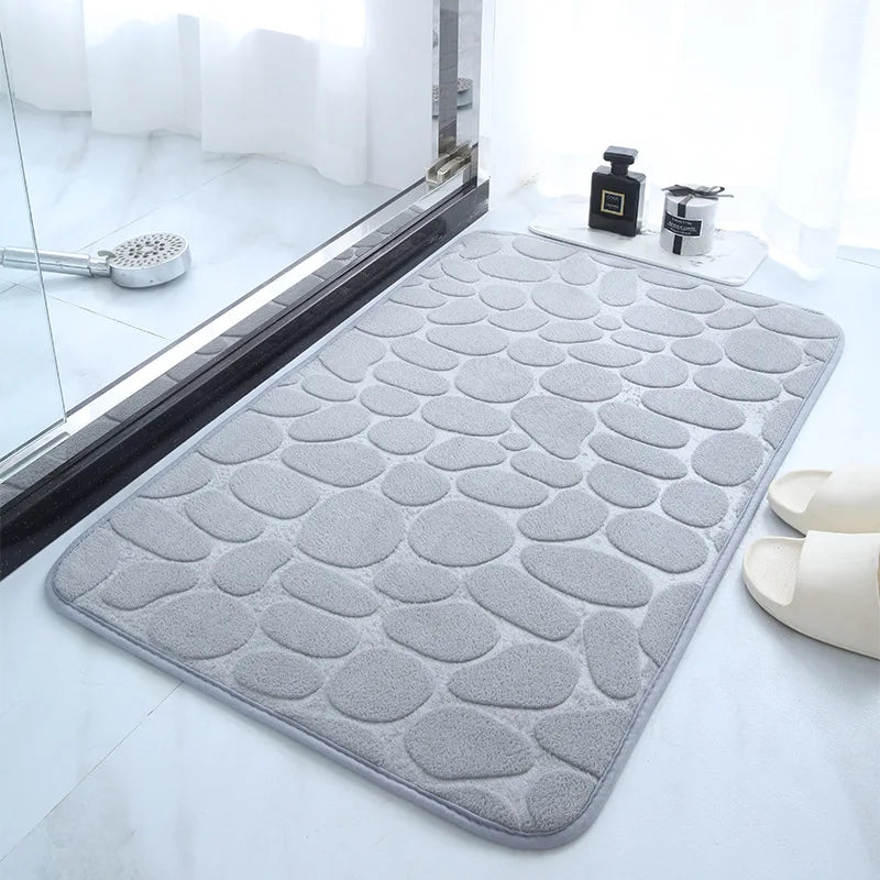 Rutschfeste Badezimmermatte mit Kieselsteinmuster – Memory-Schaum-Duschteppich