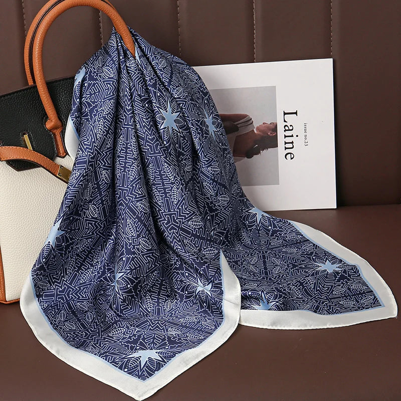 Luxuriöser Bedruckter Satin Seiden Quadrat Schal – Mode Schal, Hijab, Haarband für Damen