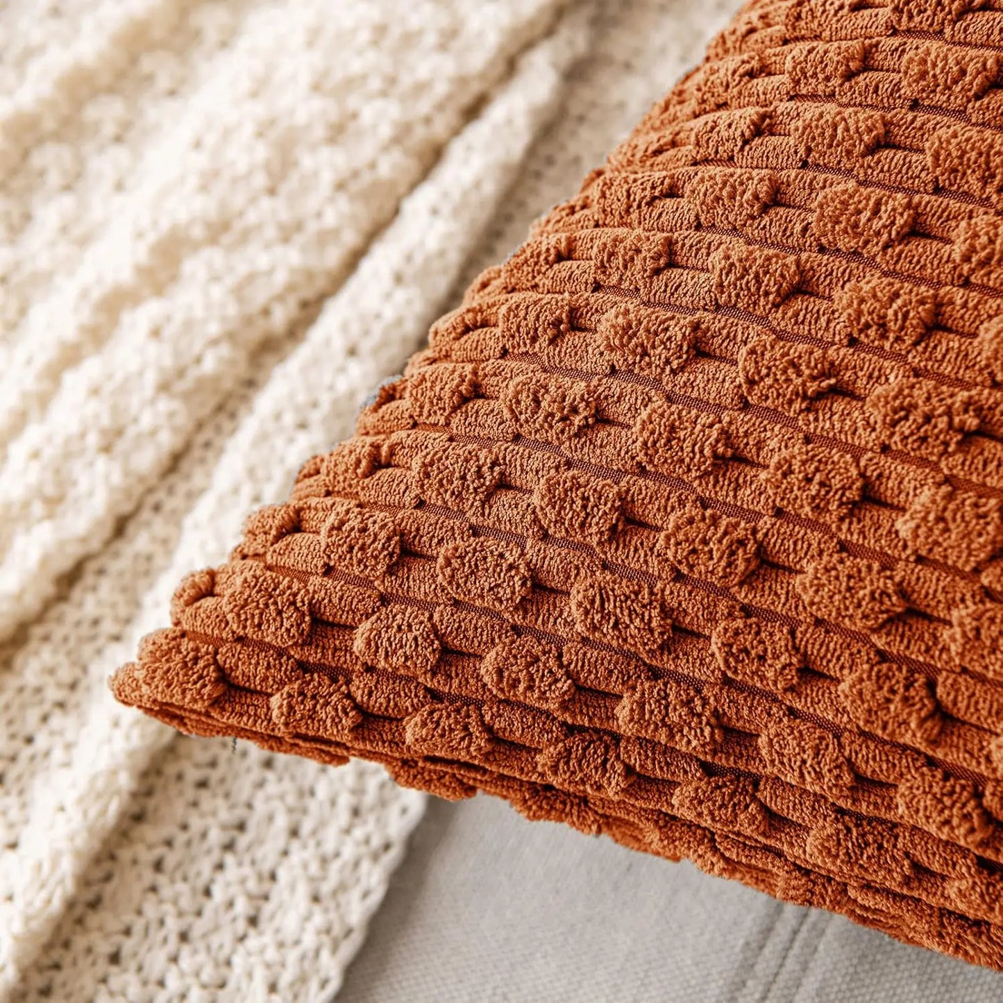 Boho Kord-Kissenbezüge – Herbst Farmhouse Dekor für Sofa & Bett