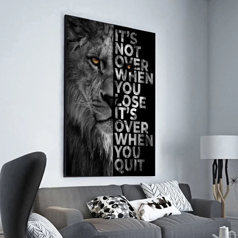 Löwen Motivationsposter Leinwand Wanddeko Büro Zuhause