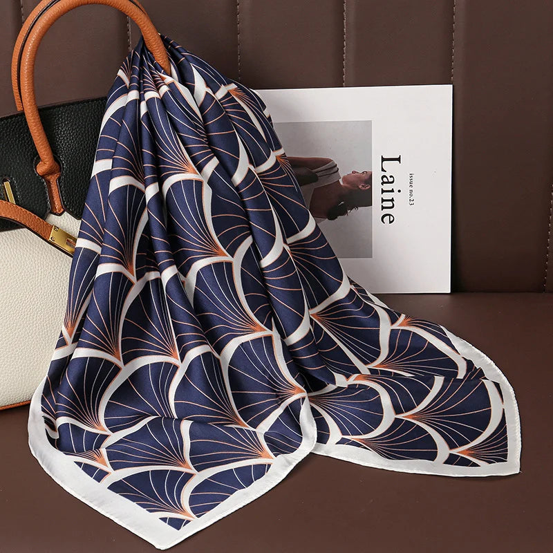 Luxuriöser Bedruckter Satin Seiden Quadrat Schal – Mode Schal, Hijab, Haarband für Damen