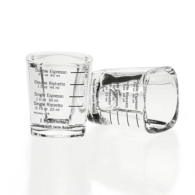 60ml Quadratisches Schnapsglas – Doppel-Skala Espresso & Backmessbecher