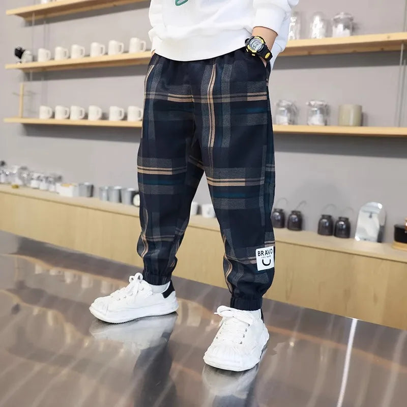 2025 Jungen Baumwoll Karo Hose für Frühling & Herbst