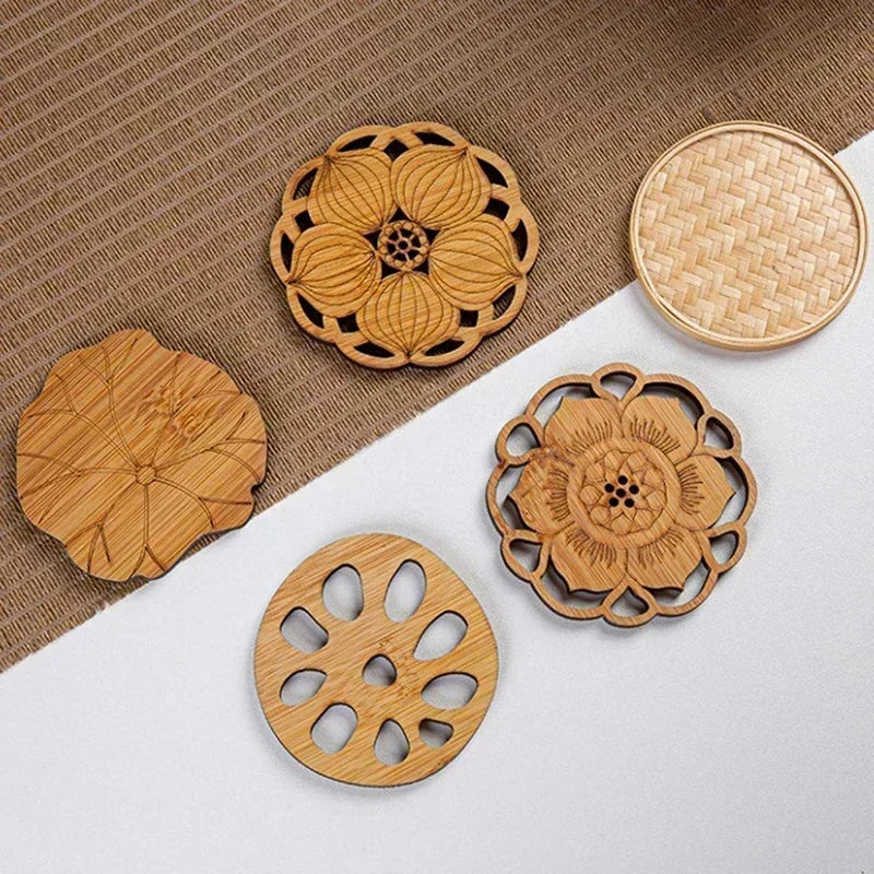 Kreative Lotus-Holzuntersetzer – Runde Bechermatten für Tee, Kaffee & Wohnaccessoires