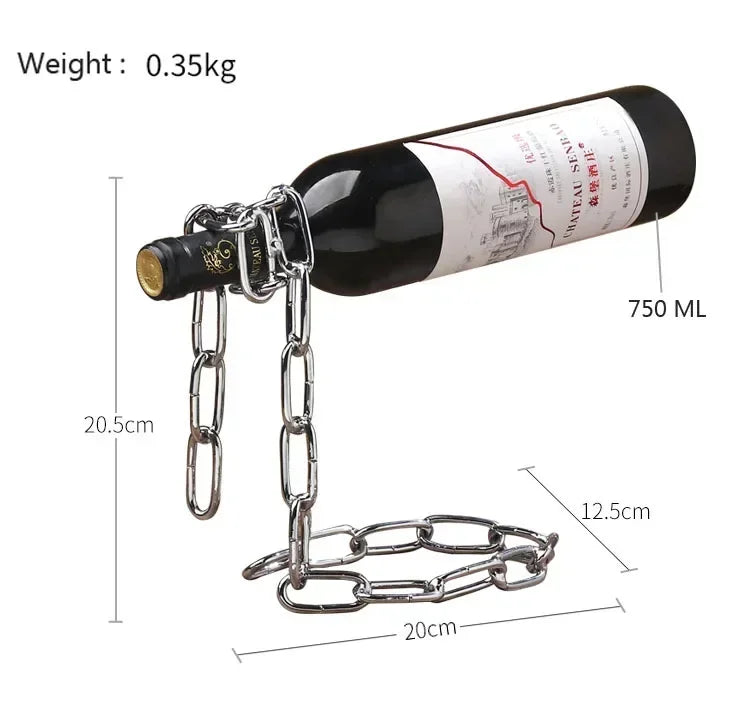 Vintage Magischer Metall-Weinhalter – Hängendes Kettendisplay für Zuhause & Bar