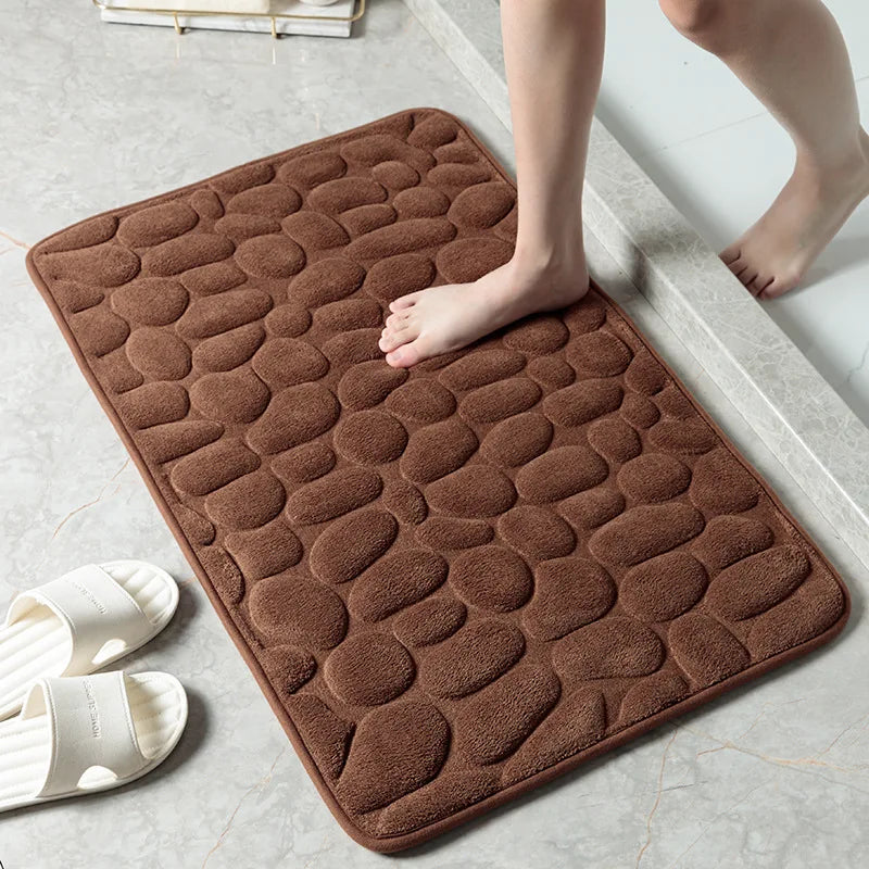 Rutschfeste Badezimmermatte mit Kieselsteinmuster – Memory-Schaum-Duschteppich
