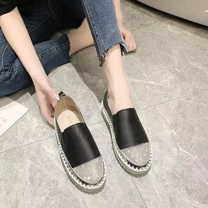 Frauen Kristall Paillette Flache Schuhe - Luxus