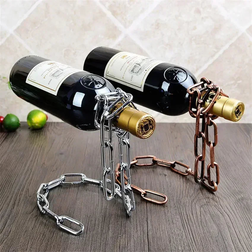 Vintage Magischer Metall-Weinhalter – Hängendes Kettendisplay für Zuhause & Bar