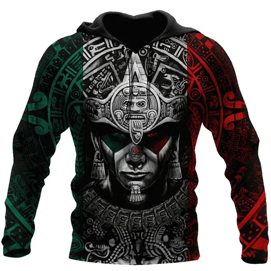 3D-gedruckter Azteken-Hoodie für Herren mit mexikanischem Totem-Muster