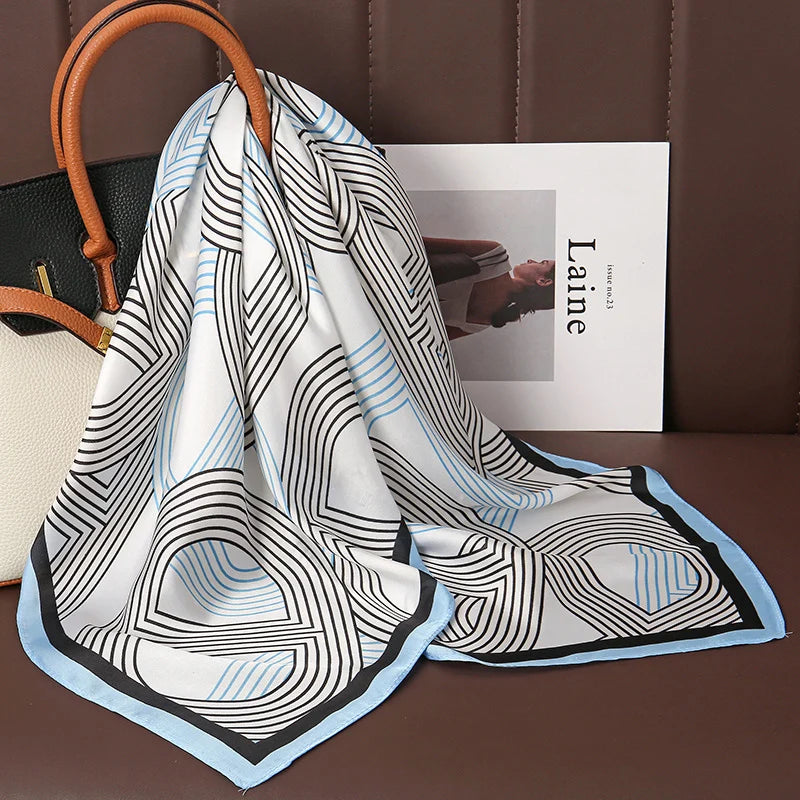 Luxuriöser Bedruckter Satin Seiden Quadrat Schal – Mode Schal, Hijab, Haarband für Damen