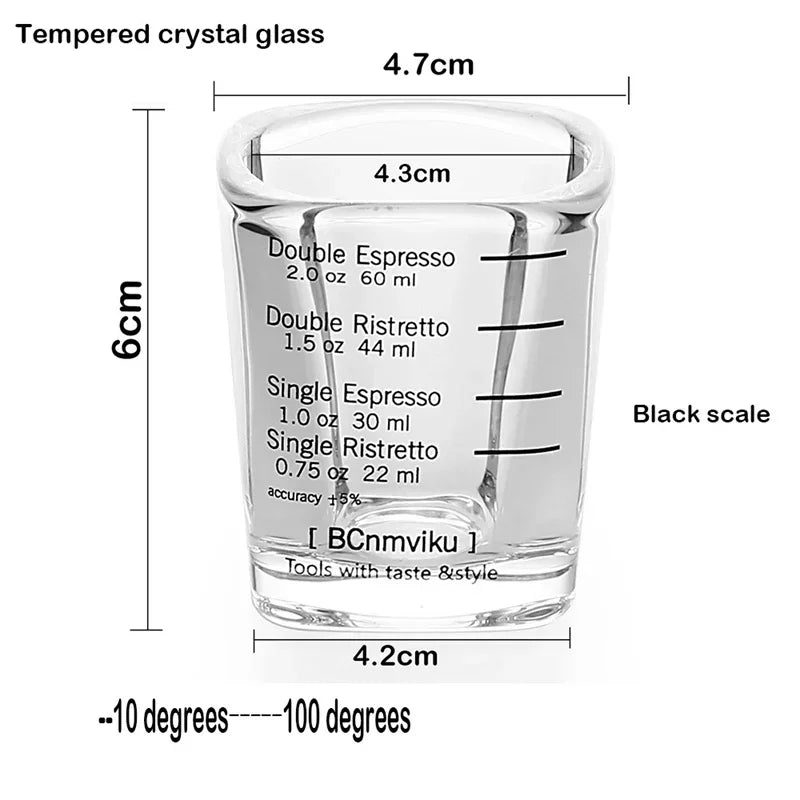 60ml Quadratisches Schnapsglas – Doppel-Skala Espresso & Backmessbecher