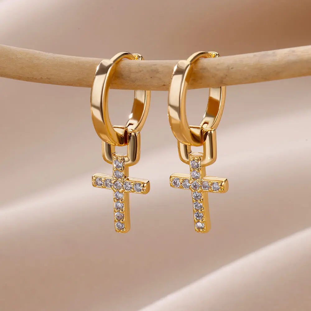 Achtzackige Sternohrringe aus Edelstahl – Schmuck für Damen