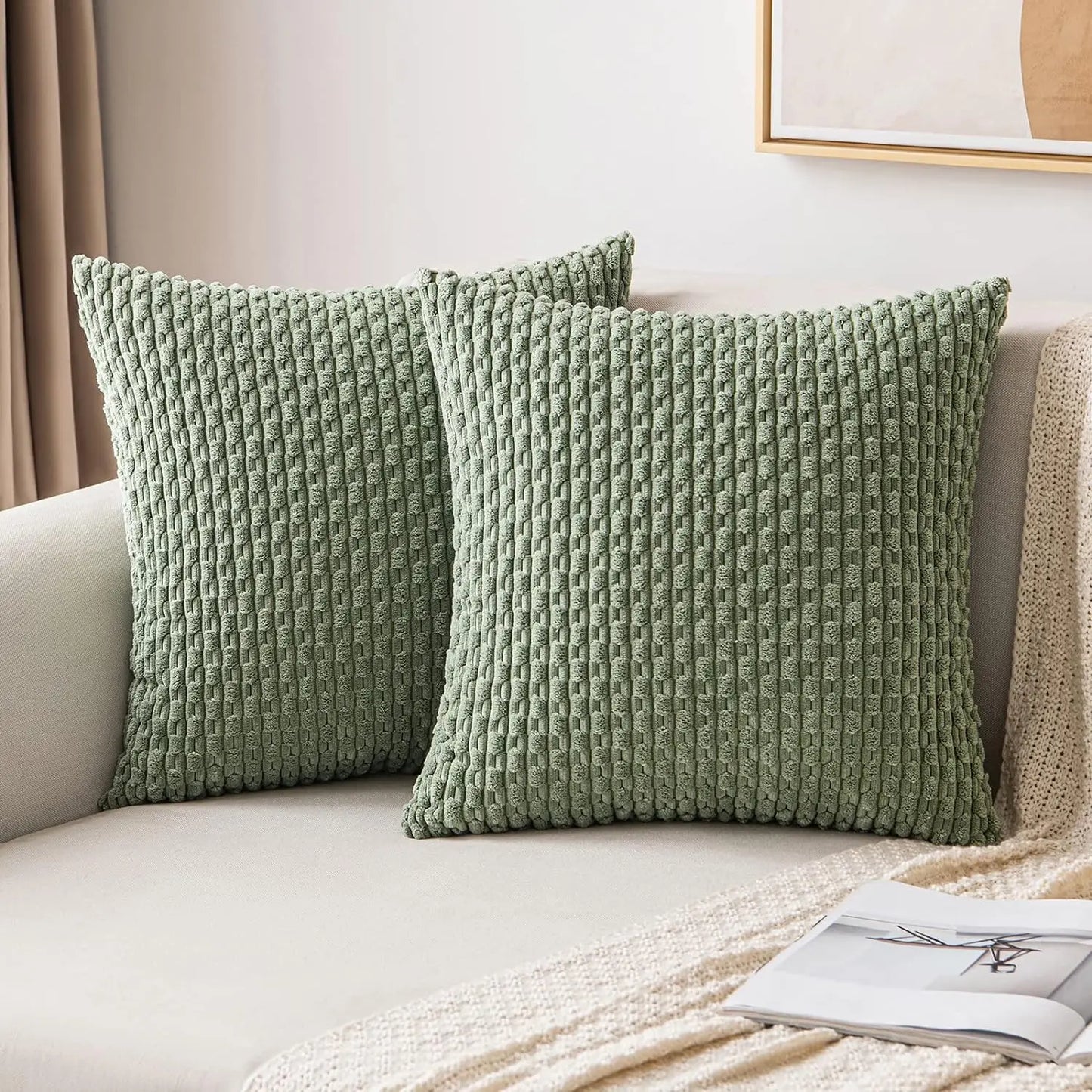 Boho Kord-Kissenbezüge – Herbst Farmhouse Dekor für Sofa & Bett