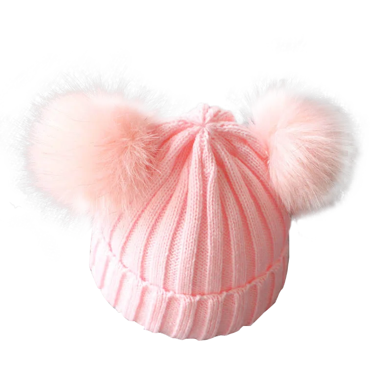 Niedliche Pompom Mütze für Babys, Winter Strickmütze für Mädchen & Jungen