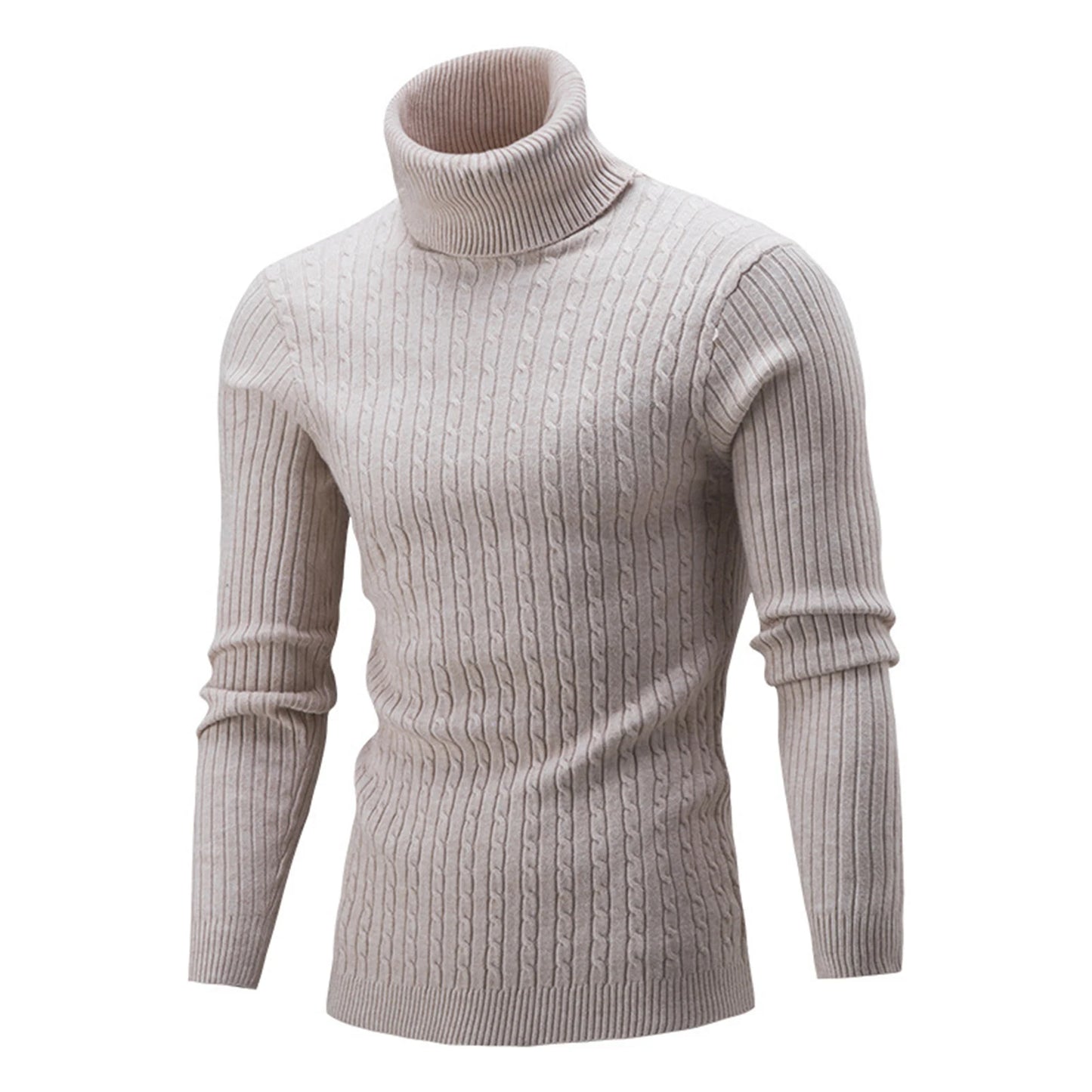 Herren Winter Pullover Wollstrick Rollkragen Langarm