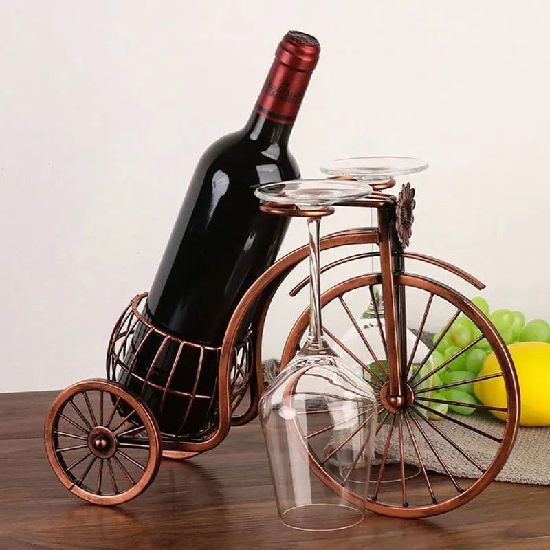 Kreativer Kutschen-Fahrrad Weinregal – Retro Flaschen- und Glashalter