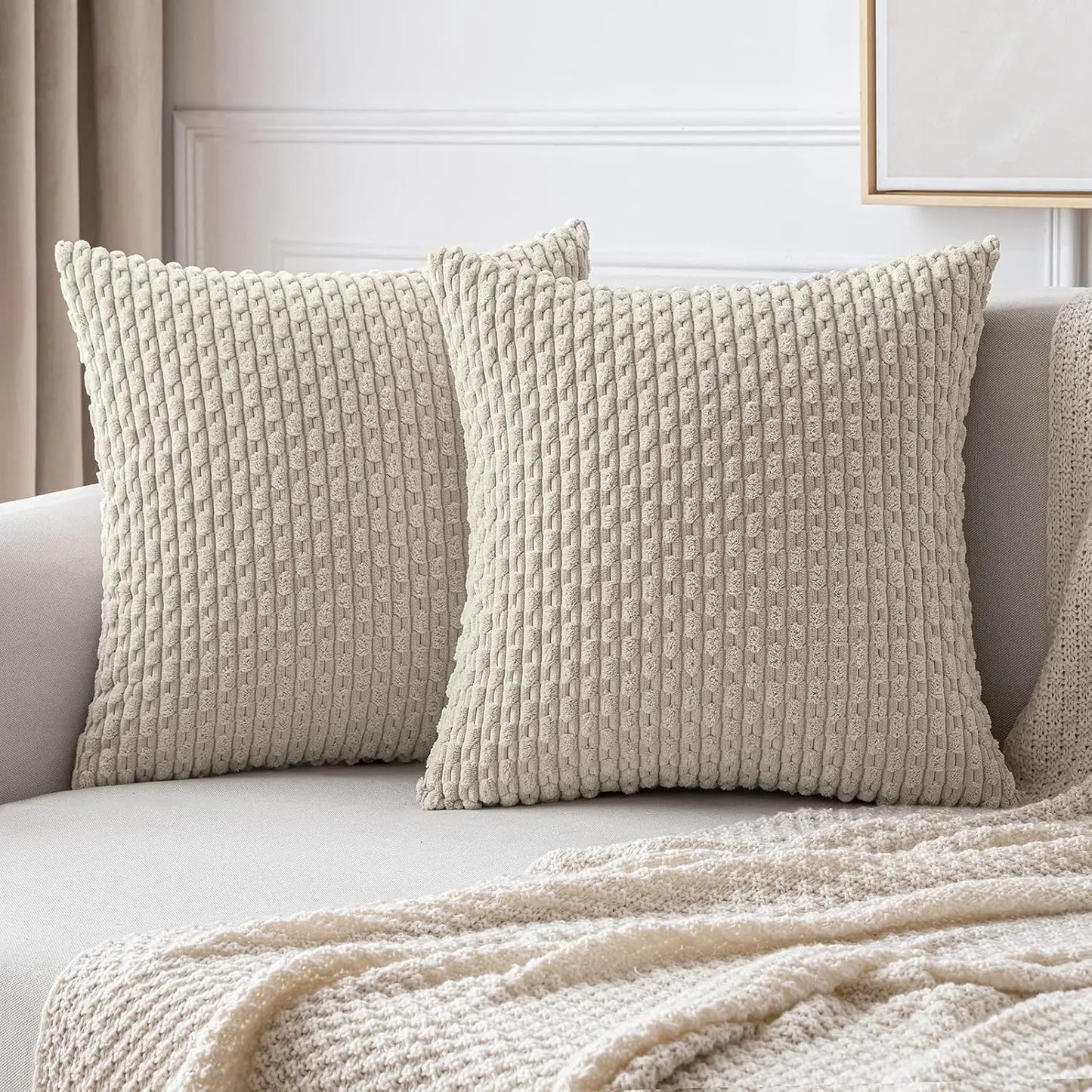 Boho Kord-Kissenbezüge – Herbst Farmhouse Dekor für Sofa & Bett
