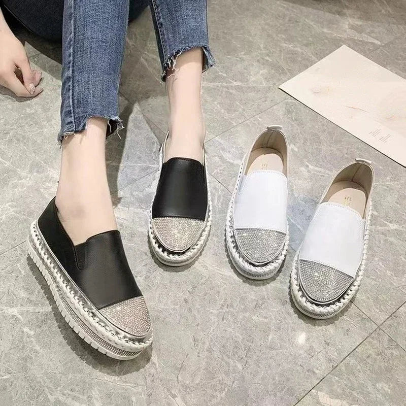 Frauen Kristall Paillette Flache Schuhe - Luxus
