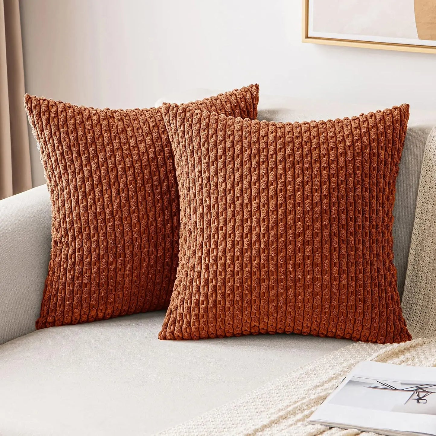 Boho Kord-Kissenbezüge – Herbst Farmhouse Dekor für Sofa & Bett