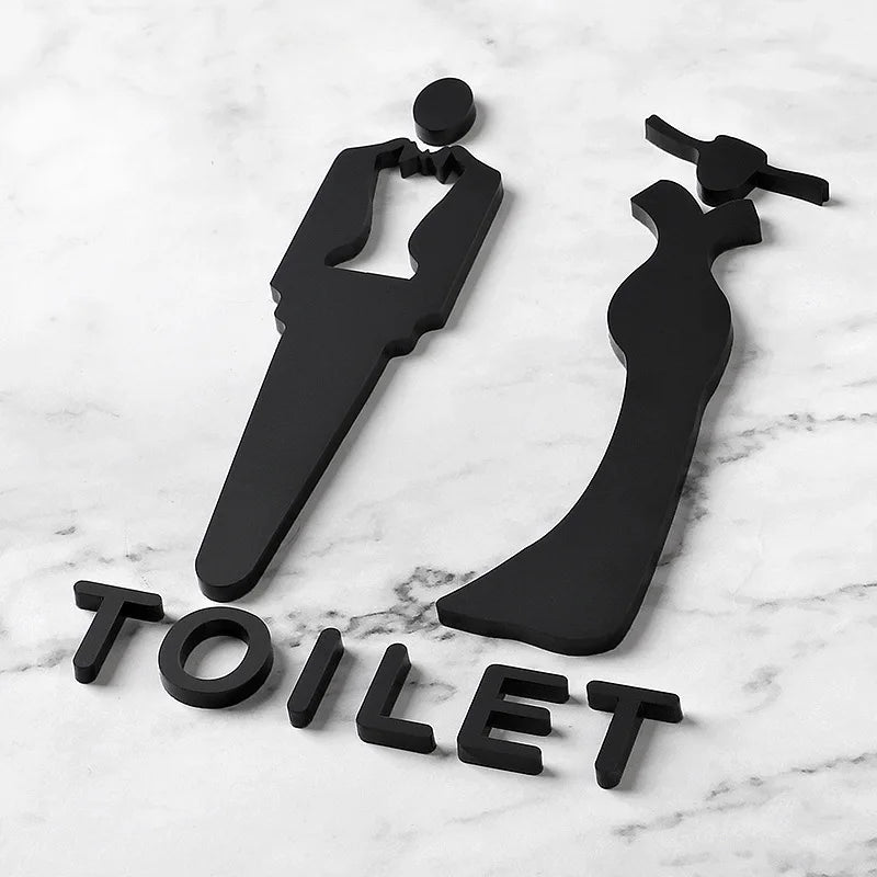 Kreative WC Tür Wandsticker – Schwarze Muster Deko