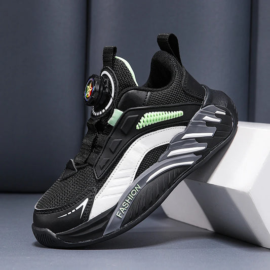 Luxus Jungen Sneaker Schwarze Leder Sportschuhe für Kinder 4-12 Jahre