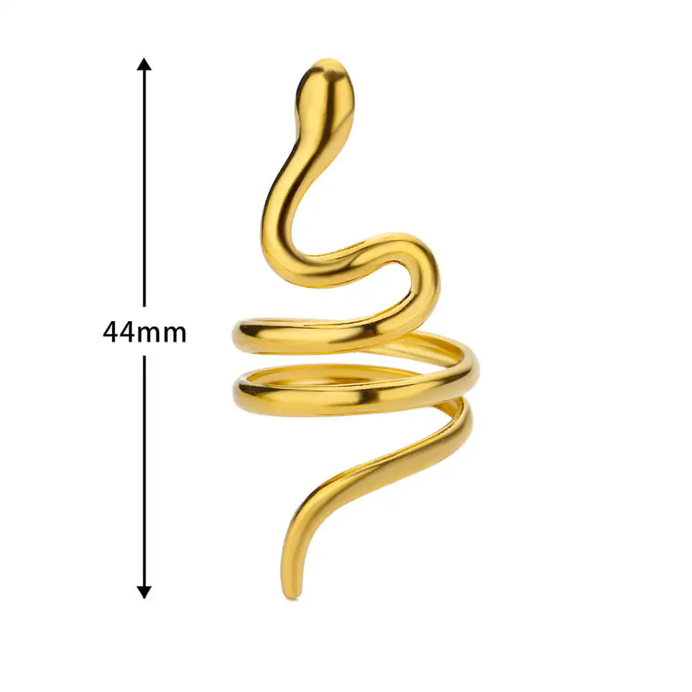 Goldfarbener Schlangenring – Vintage Edelstahl Gothic Schmuck für Herren & Damen, Kostenloser Versand
