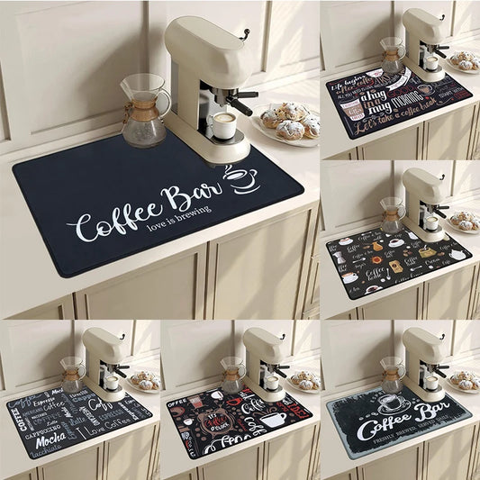 Kaffeetassen-Trockenmatte – Rutschfeste, absorbierende Diatom-Matte für Küche, Arbeitsplatte und Kaffeebar