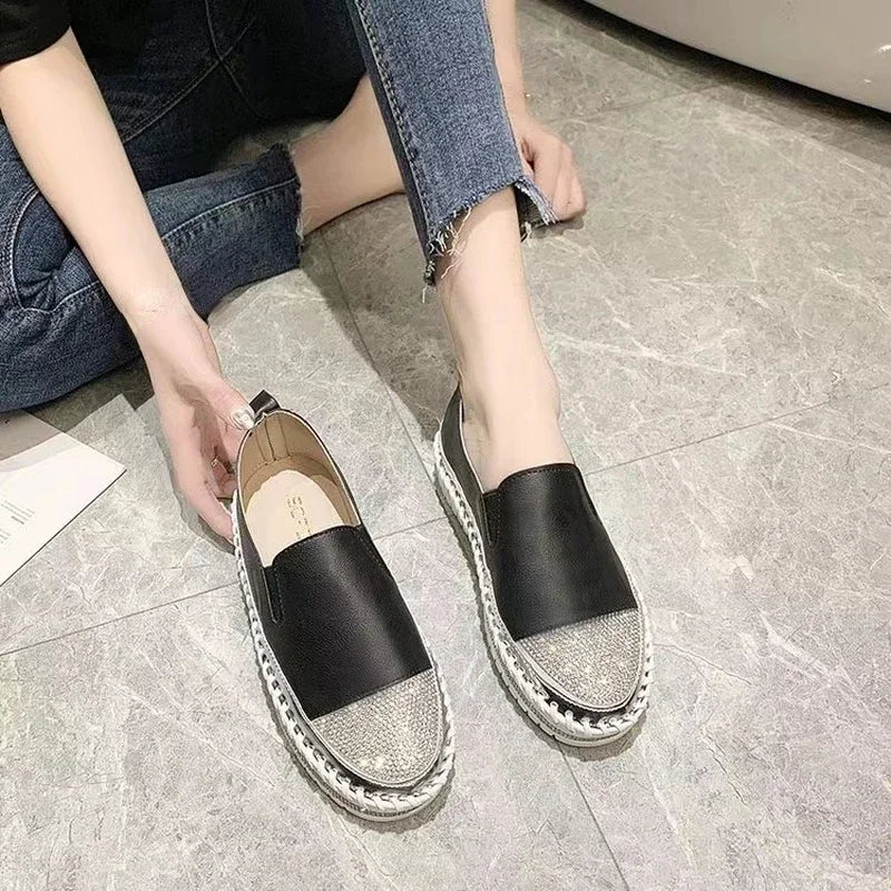Frauen Kristall Paillette Flache Schuhe - Luxus