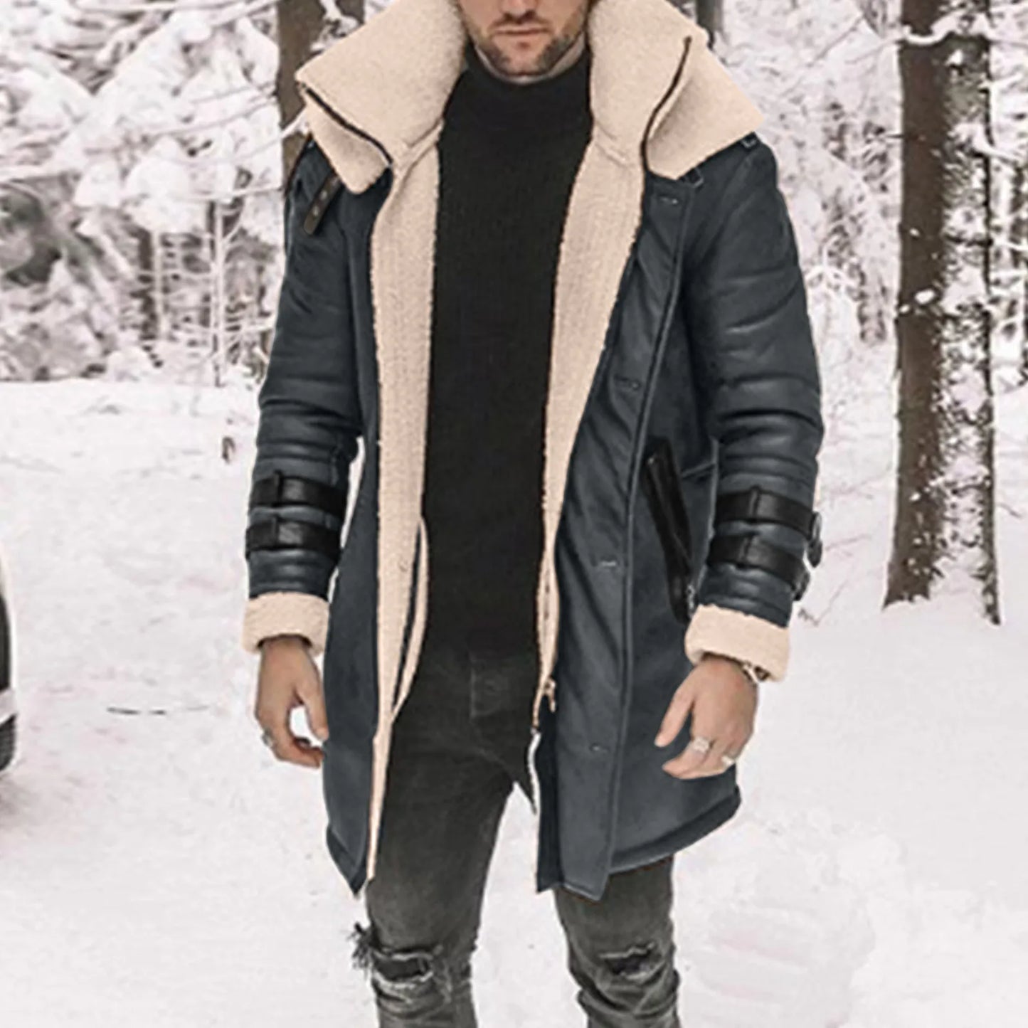 Herren Übergrößen Daunenjacke aus Lammfell – Warme, Winddichte Winterjacke