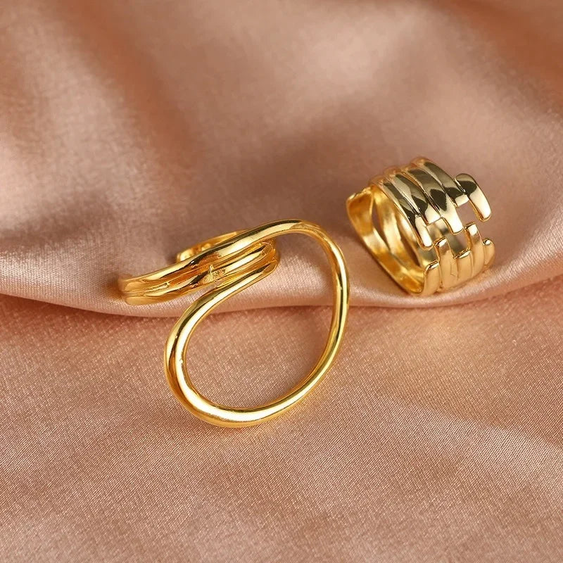 2er-Set Damenringe – Mutige Geometrische Linien, Modisches Statement Schmuck Geschenk