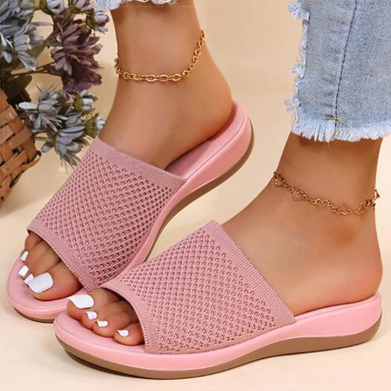 Elegante Damen Sandalen mit niedrigem Absatz – Sommer Slip-On Schuhe