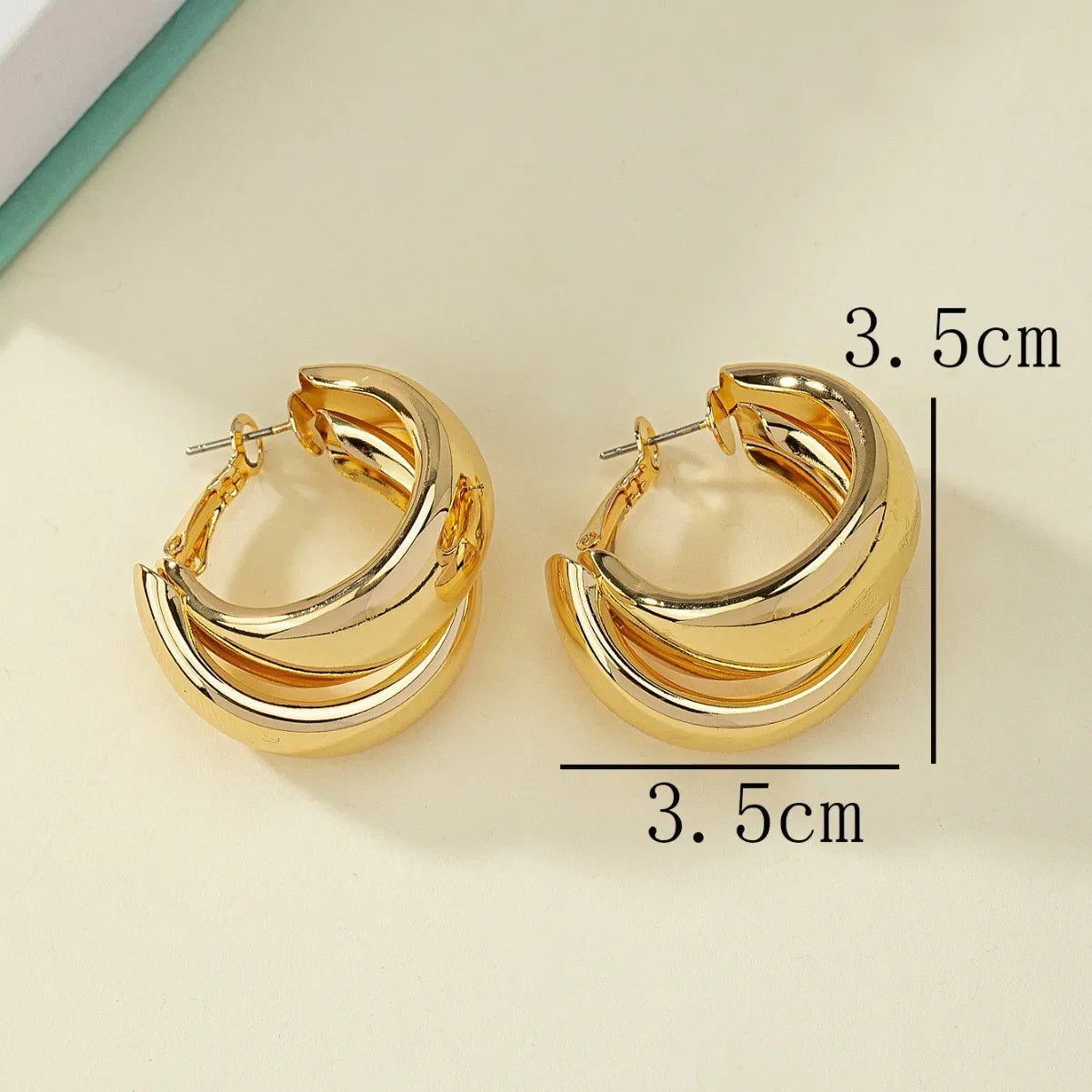 Stainless Steel Chunky Creolen – Goldene Doppelringe